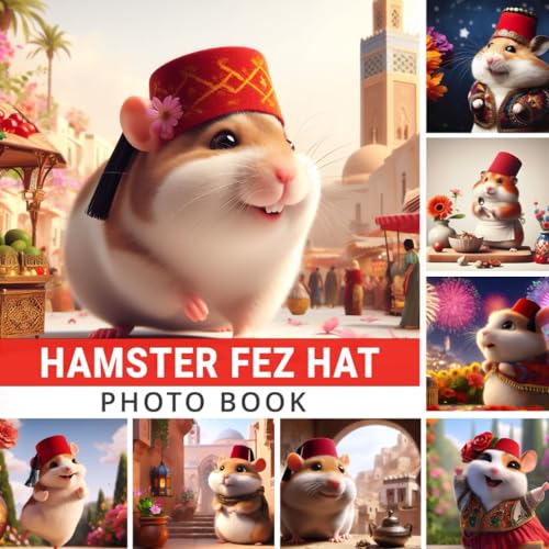 Hamster Fez Hat Photobook - 40+ Amazing Photos Of Hamster Fez Hat, 17 x 8.5 Opened, Coffee Table Book, Home Decoration, Perfect Christmas and Decoration Gifts For Friends and Family Men Women Mom Dad