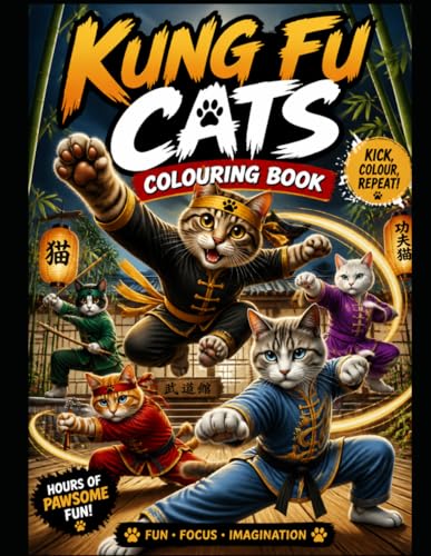 Kung Fu Cats Colouring Book - Fun Martial Arts Coloring Pages for All Ages and Cat Lovers