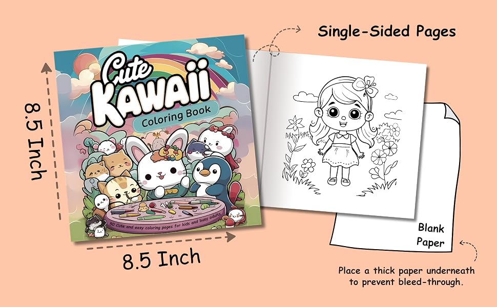 Cute Kawaii Coloring Book - 50+ Fun and Relaxing Kawaii Coloring Pages For All Ages